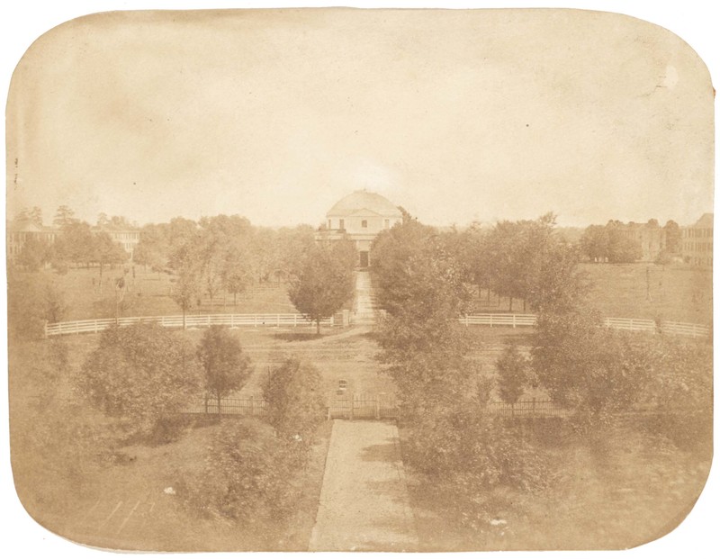 Photograph take from the balcony of the President's Mansion. This is the earliest known photograph of UA's campus.